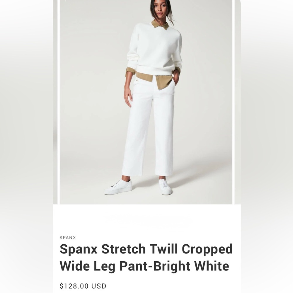 NWT SPANX Women's White Cropped Wide Leg Pants- size M
